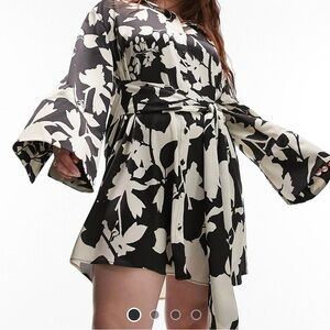Topshop Curve Kimono Tie-Waist Mini Dress